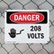 Signmission 208 Volts Danger Sign, Plastic, 10in W x 7in L, 2PK OS-2PACK-DS-P-710-L-1007 - alternate 4